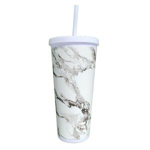 Marble Design Tumbler with Straw